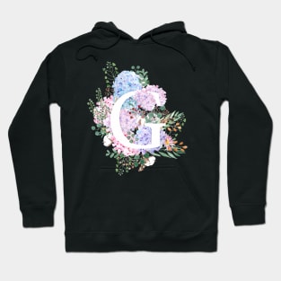 botanical monogram alphabet G hydrangea flowers Hoodie